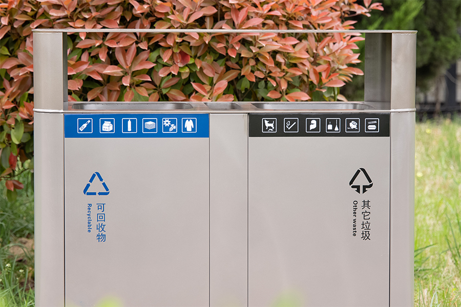 不銹鋼垃圾桶,分類垃圾箱,戶外垃圾筒,商務(wù)區(qū)分類果皮箱